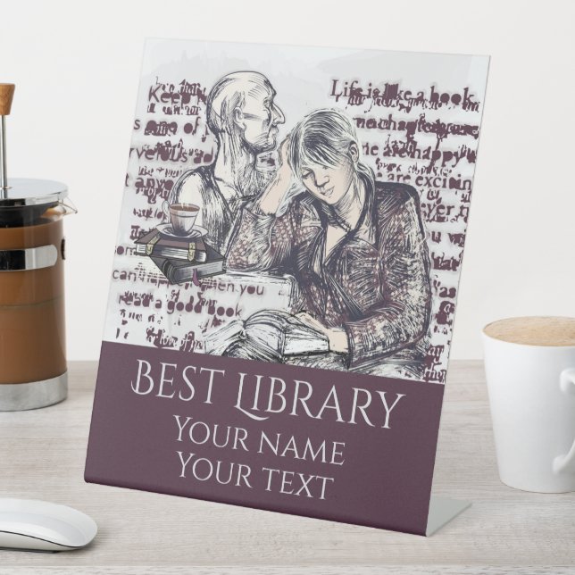 The girl reading a book pedestal sign (In SItu)