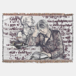 The girl reading a book throw blanket