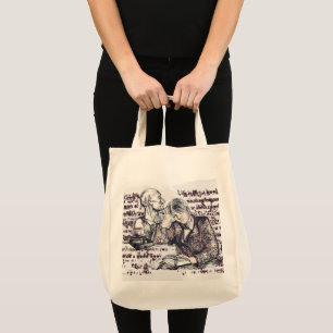 The girl reading a book tote bag