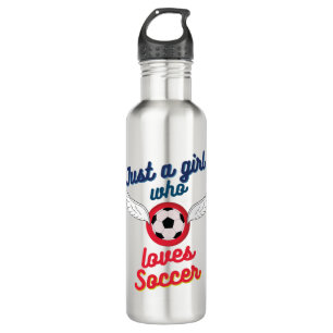 The girl who loves soccer  710 ml water bottle