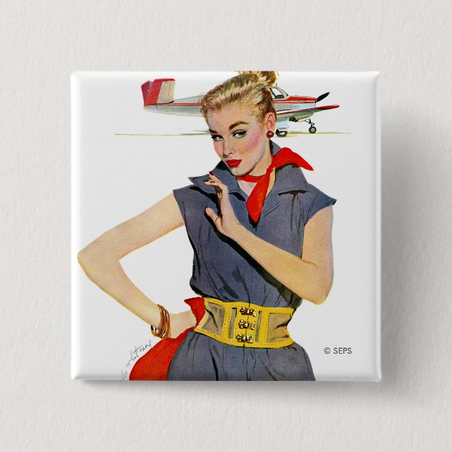 The Girl Who Stole Aeroplanes 15 Cm Square Badge (Front)