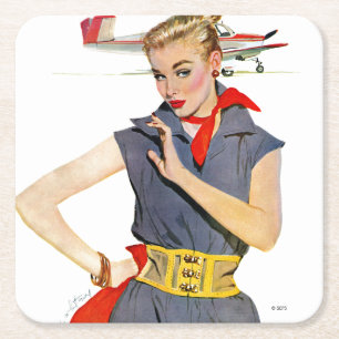 The Girl Who Stole Aeroplanes Square Paper Coaster