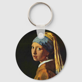 The Girl With A Pearl Earring.,  By Johannes Verme Key Ring