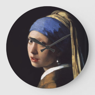 The Girl With A Pearl Earring by Johannes Vermeer Large Clock