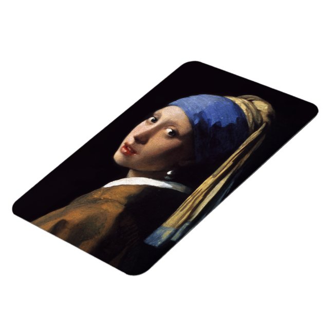 The Girl With A Pearl Earring by Johannes Vermeer Magnet (Left Side)