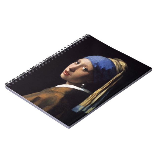 The Girl With A Pearl Earring by Johannes Vermeer Notebook (Left Side)