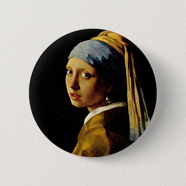 The Girl with a Turban/Girl with the Pearl Earring 6 Cm Round Badge (Front)