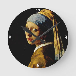 The Girl with a Turban/Girl with the Pearl Earring Round Clock