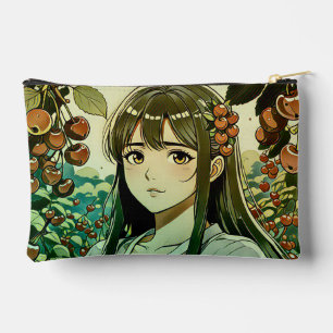 The girl with cherry fruits - Modern illustration Accessory Pouch