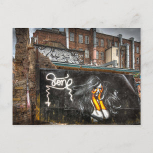 The Girl with Orange Gloves, Shoreditch Graffiti Postcard