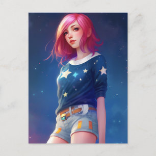 The Girl With Stars on Her Shirt Postcard