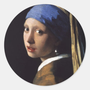 The Girl With The Pearl Earring by Vermeer Classic Round Sticker
