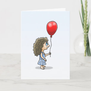 The Girl with the Red Balloon Birthday Card