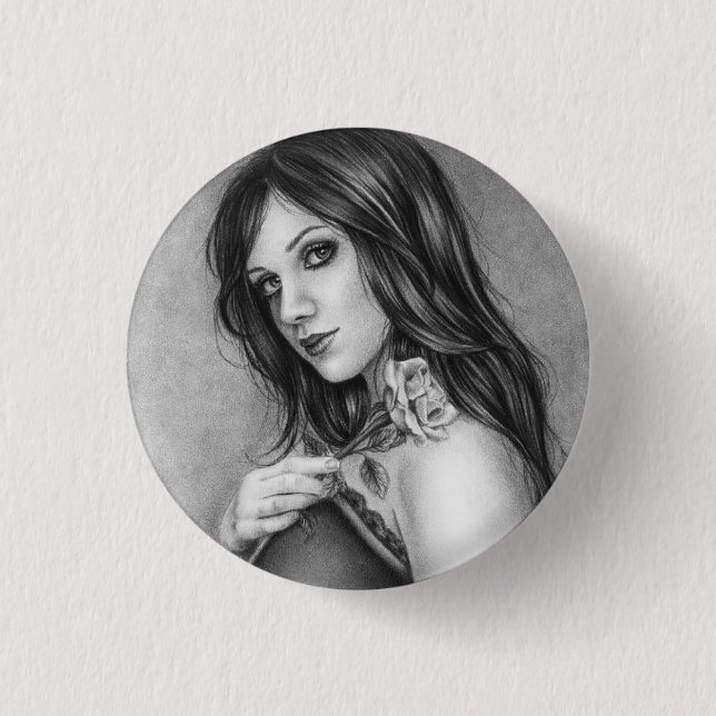 The girl with the rose Button (Front)