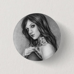 The girl with the rose Button