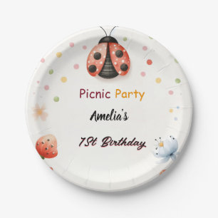 The Girls Love Bug Picnic Polka Dot 1st Birthday  Paper Plate
