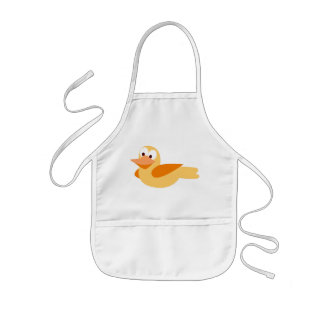 The glad and funny duck flying kids apron