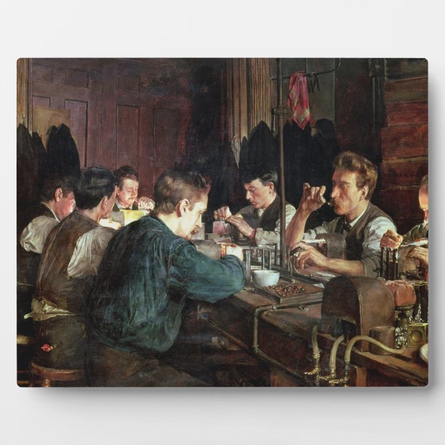 The Glass Blowers, 1883 (oil on canvas) Plaque (Front)