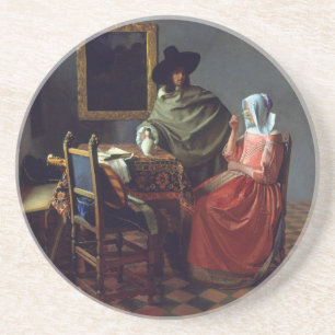 The Glass of Wine by Johannes Vermeer Coaster