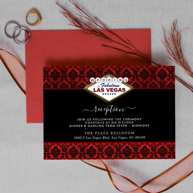 The Glitter Damask Las Vegas Wedding Collection Enclosure Card (Creator Uploaded)