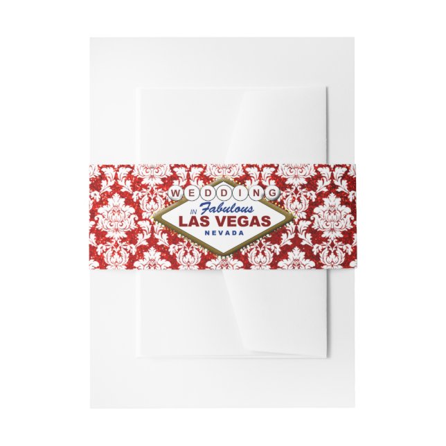The Glitter Damask Las Vegas Wedding Collection Invitation Belly Band (Front Example)