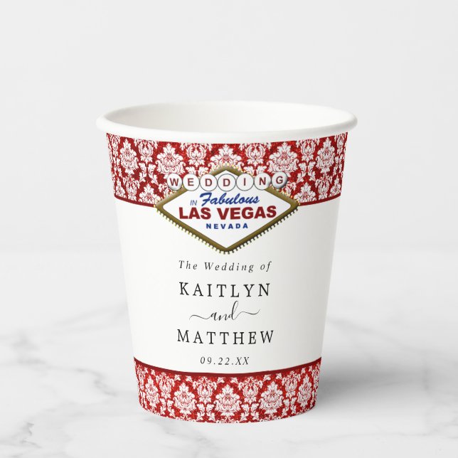 The Glitter Damask Las Vegas Wedding Collection Paper Cups (Front)