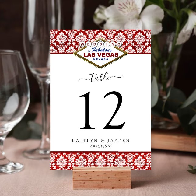 The Glitter Damask Las Vegas Wedding Collection Table Number (Creator Uploaded)