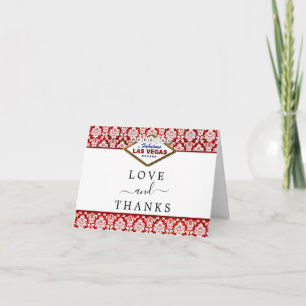 The Glitter Damask Las Vegas Wedding Collection Thank You Card
