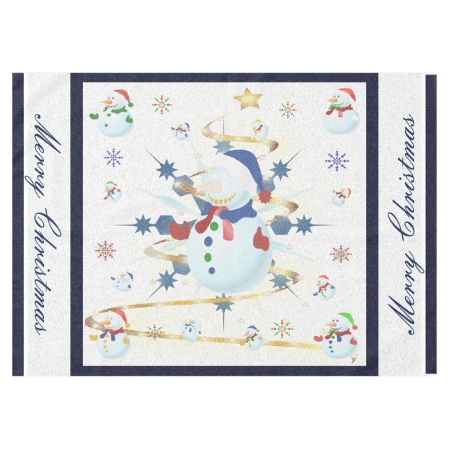 The Glittery Christmas Snowman - Tablecloth (Front (Horizontal))