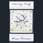 The Glittery Christmas Snowman - Tablecloth<br><div class="desc">This design features a white and blue snowflake, a golden tree, coloured snowflakes and lots of snowmen dressed for a cold Christmas season. A glitter was added to this design. A white backround was added along with a blue border. Merry christmas was added to this design. This table cover comes...</div>