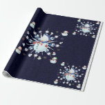 The Glittery Christmas Snowman - Wrapping Paper<br><div class="desc">This design features a white and blue snowflake,  coloured snowflakes and lots of snowmen dressed for a cold Christmas season. A glitter was added to this design. This Christmas gift wrap comes in assortment of colours,  styles and sizes.</div>