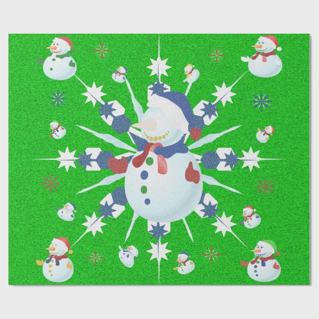 The Glittery Christmas Snowman - Wrapping Paper (Flat)
