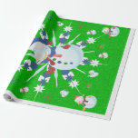 The Glittery Christmas Snowman - Wrapping Paper<br><div class="desc">This design features a white and blue snowflake,  coloured snowflakes and lots of snowmen dressed for a cold Christmas season. A glitter was added to this design. This Christmas gift wrap comes in assortment of colours,  styles and sizes.</div>