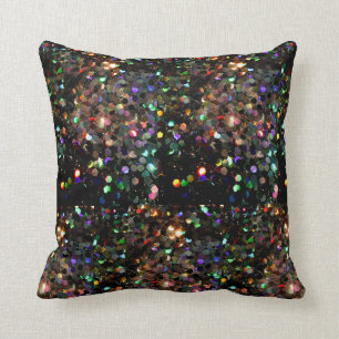 The Glitz Black Glitter Holo Rainbow Throw Pillow