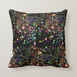 The Glitz Black Glitter Holo Rainbow Throw Pillow