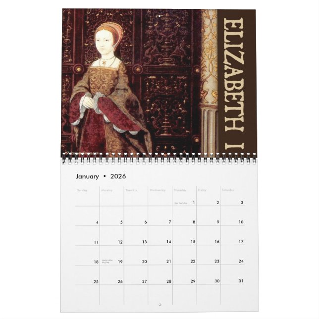 The Glorious Age of Elizabeth I Wall Calendar (Jan 2026)