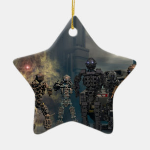 the glorious seven robots b ceramic ornament