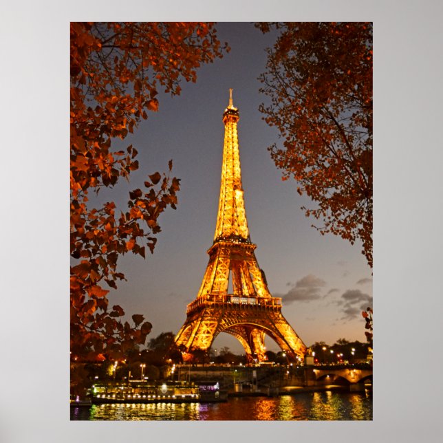 The Glow of Nighttime at the Eiffel Tower - Paris Poster (Front)