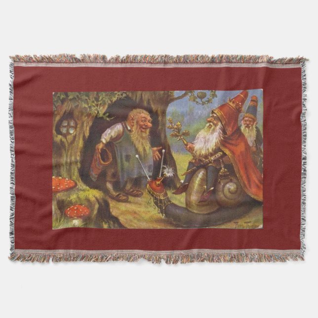 The Gnome King's Visit Cosy Colourful Throw Blanke Blanket (Front)