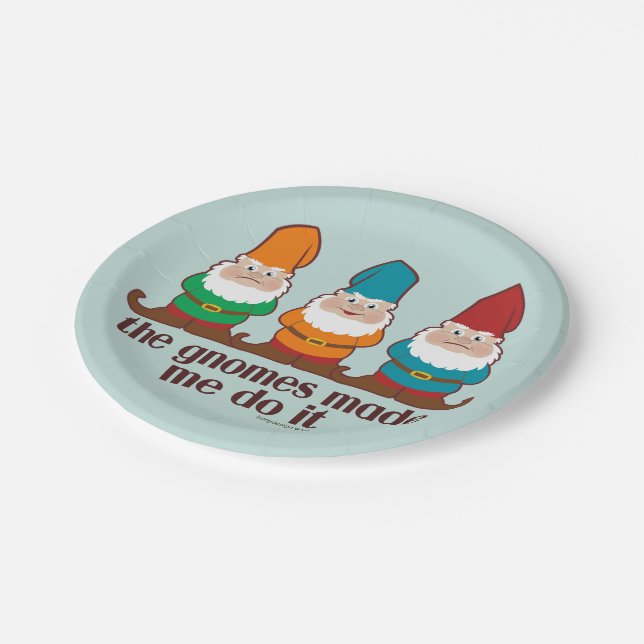 The Gnomes Made Me Do It Blue Paper Plate (Angled)