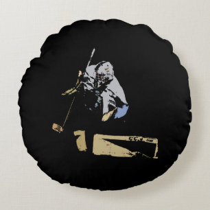 The Goaltender - Hockey Player Round Cushion