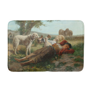 The Goatherder Girl's Siesta (by Carlo Ademollo) Bath Mat