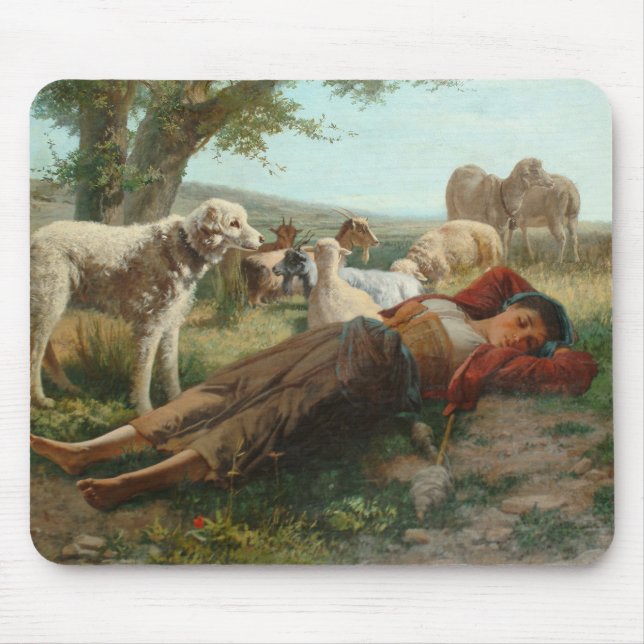 The Goatherder Girl's Siesta (by Carlo Ademollo) Mouse Pad (Front)