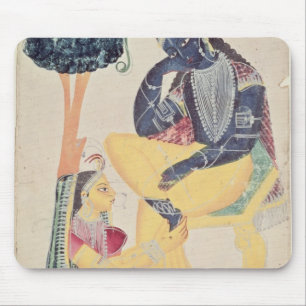 The God Krishna with his mortal love, Radha Mouse Pad
