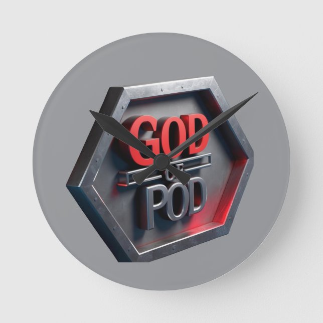 The God Of POD (Print On Demand) Round Clock (Front)