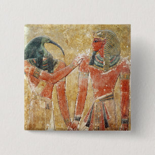 The god Thoth with Seti I in the Tomb of Seti 15 Cm Square Badge