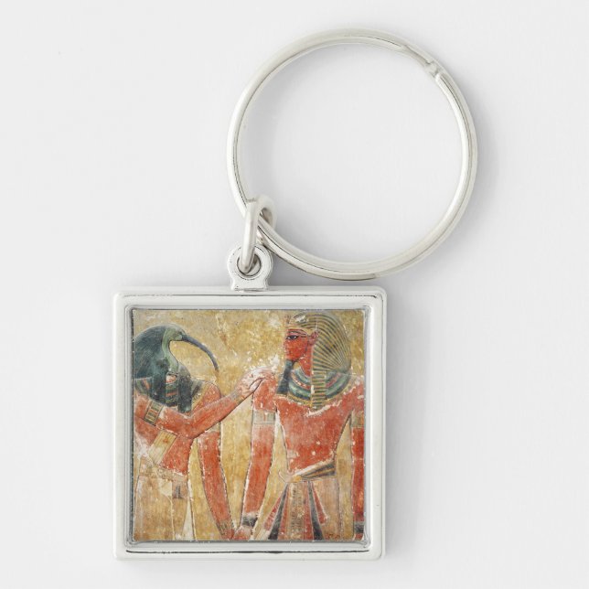 The god Thoth with Seti I  in the Tomb of Seti Key Ring (Front)
