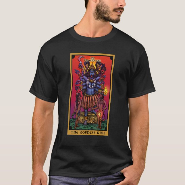 The Goddess Kali The Ferocious Tarot Card Hindu In T-Shirt (Front)