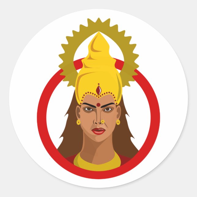 The Goddess of Strength: Durga’s Power Classic Round Sticker (Front)