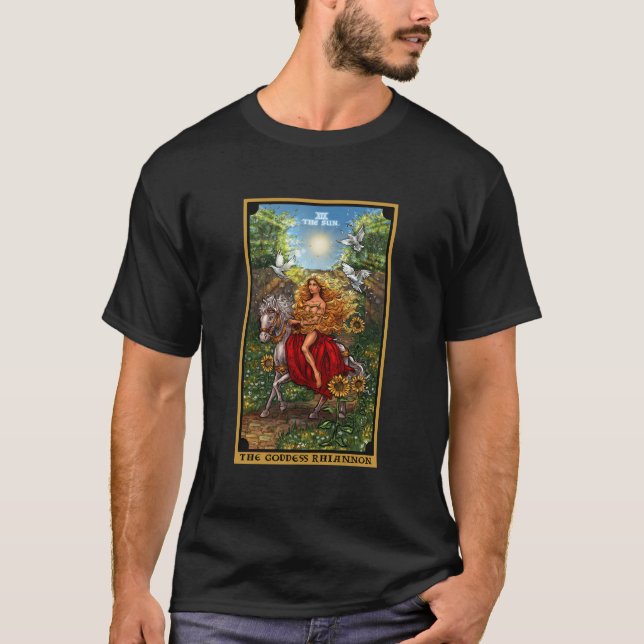 The Goddess Rhiannon The Sun Tarot Card Celtic Pag T-Shirt (Front)